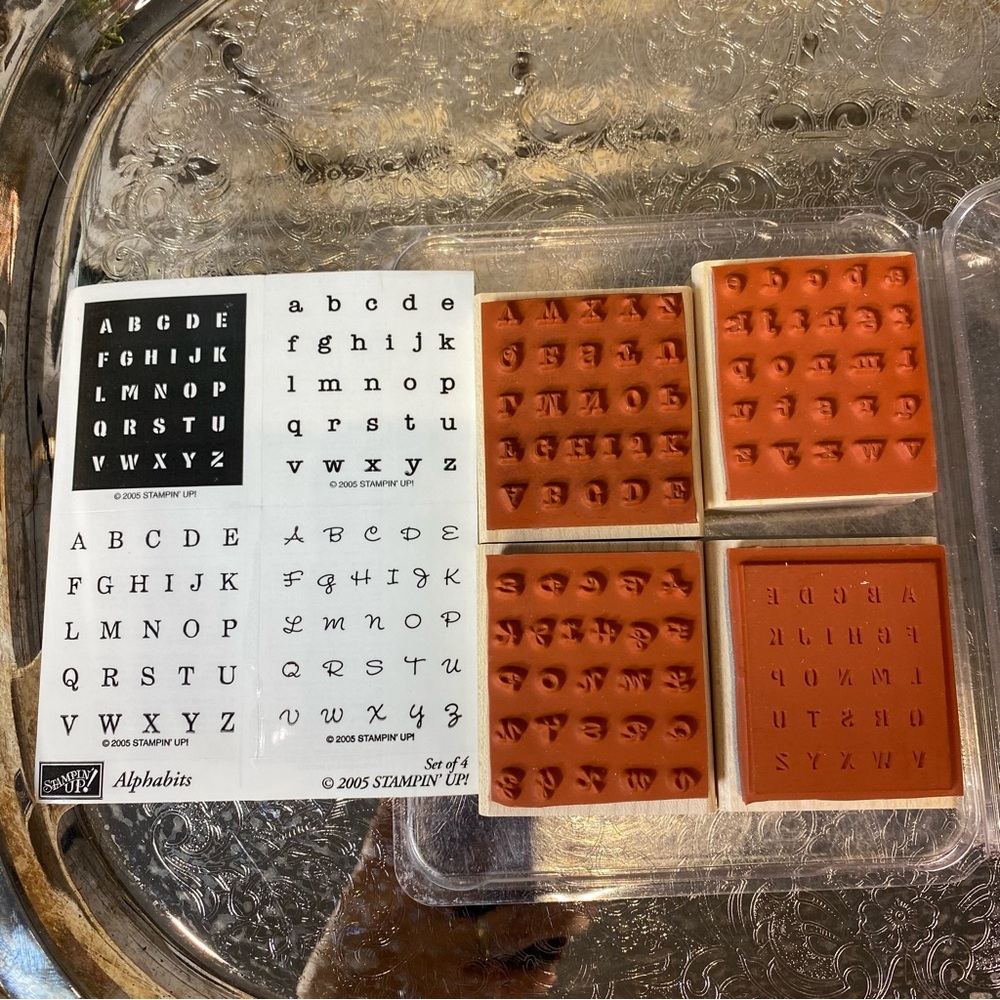 Stampin' Up! Alphabits Letters Alphabet Stamps Type Script Stencil Set of 4 NEW